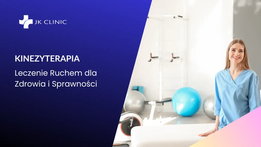 Fizjoterapeuta prowadzi ćwiczenia rehabilitacyjne z pacjentem na macie w gabinecie kinezyterapii JK Clinic w Warszawie Wawer.